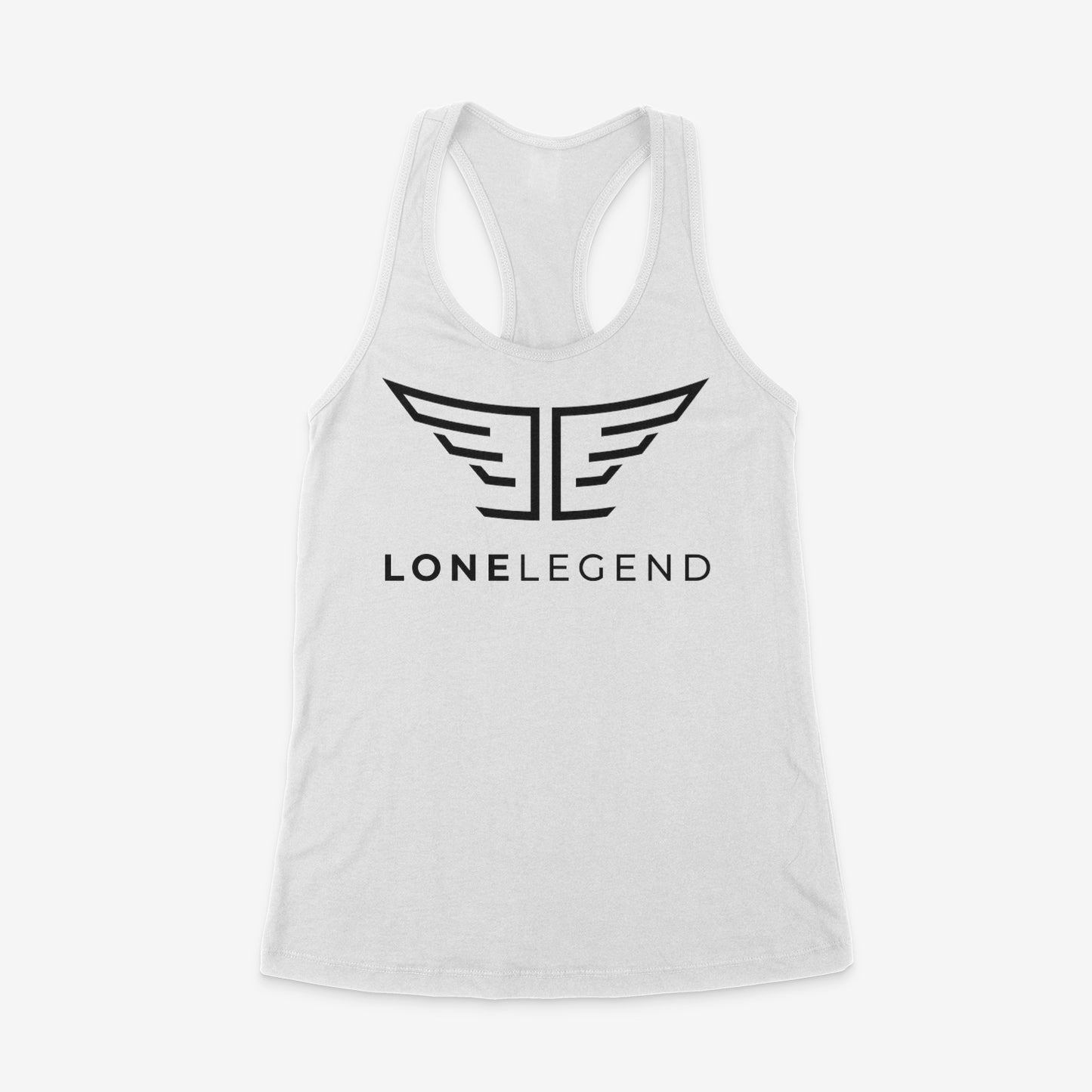 Legendary Ladies racerback tank black logo