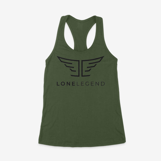 Legendary Ladies racerback tank black logo